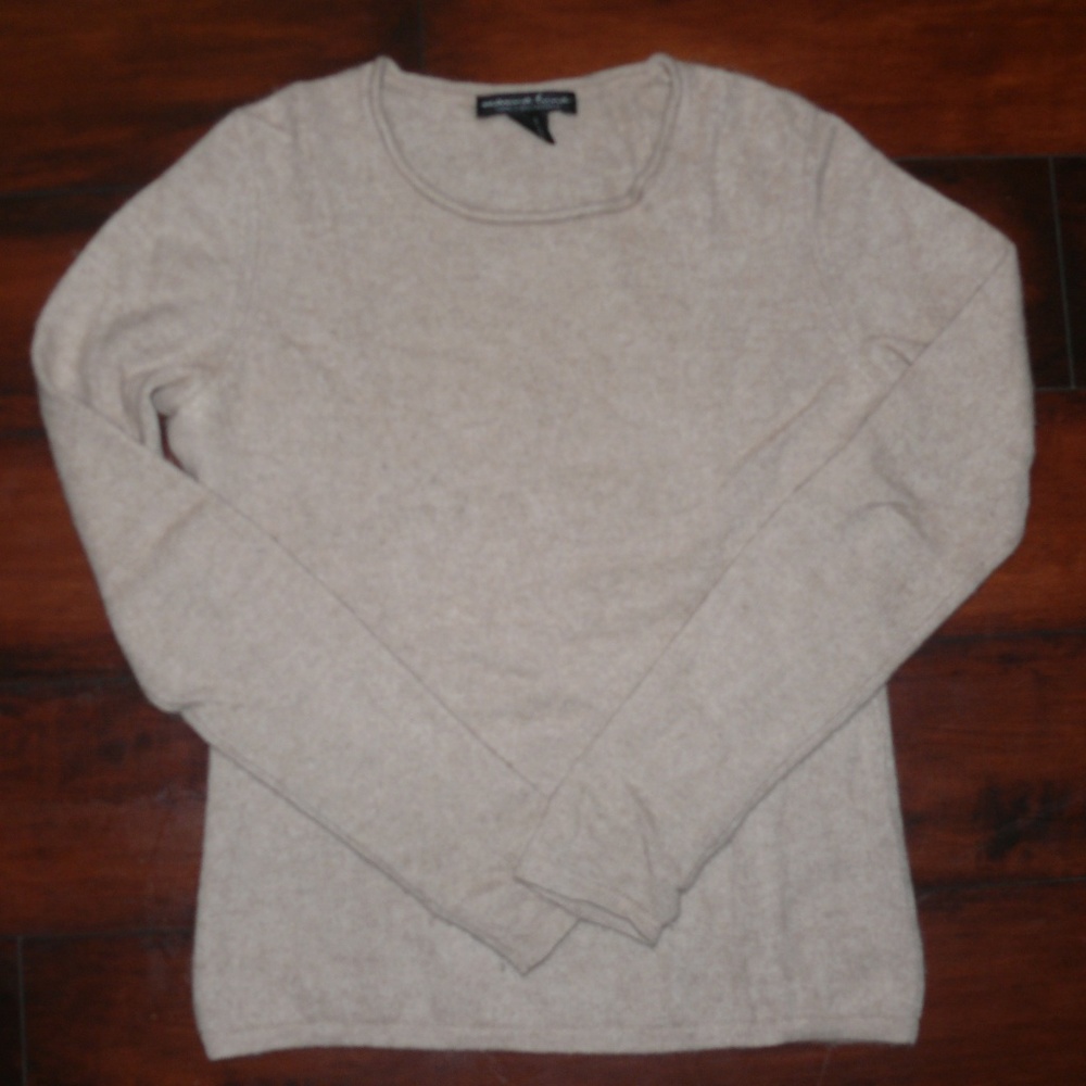 MARINA LUNA beige tan brown 100% cashmere sweater